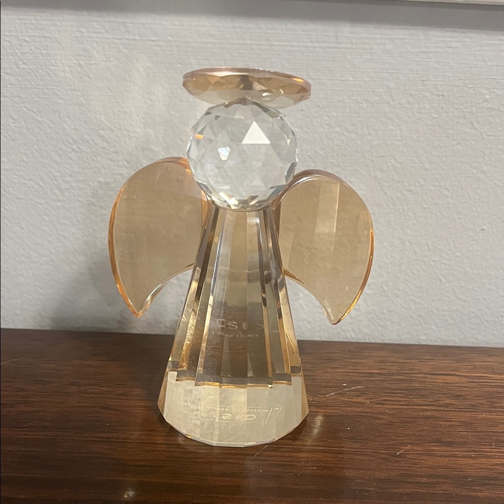 SIMON DESIGN Crystal guardian Angel Figurine amber glass angle
